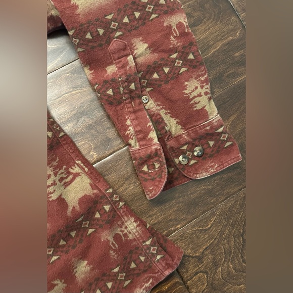 Vintage Men’s Cabela's Red/Brown Deerskin Soft Moose Button-Down Shirt- Large - Picture 7 of 11